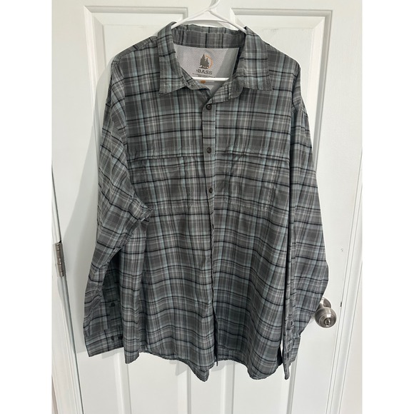 Bass Pro Shops Mens 2XL Long Sleeve Plaid Button Up Fishing Shirt Outdoor - Picture 1 of 9